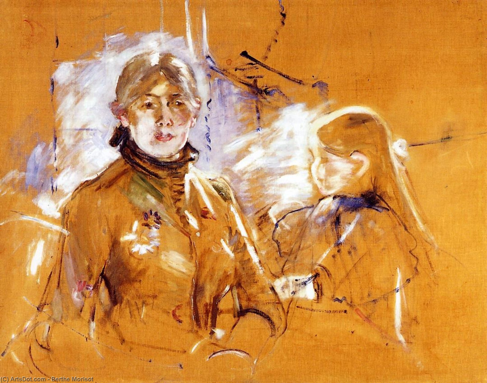 Wikioo.org - The Encyclopedia of Fine Arts - Painting, Artwork by Berthe Morisot - Portrait of Berthe Morisot and Her Daughter (also known as Self Portrait with Julie)