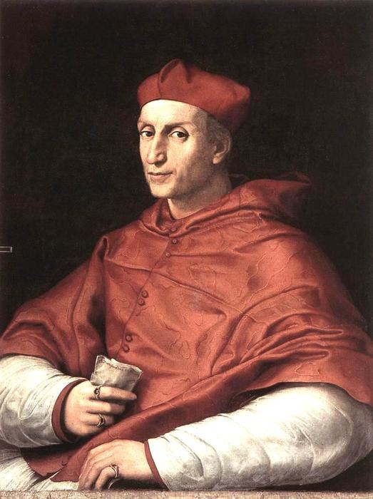 Wikioo.org – La Enciclopedia de las Bellas Artes - Pintura, Obras de arte de Raphael (Raffaello Sanzio Da Urbino) - Retrato del cardenal Bibbiena