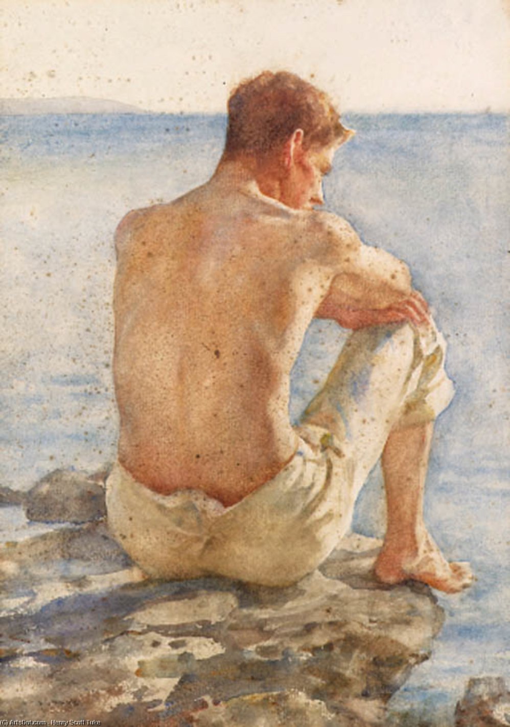 Wikioo.org - Bách khoa toàn thư về mỹ thuật - Vẽ tranh, Tác phẩm nghệ thuật Henry Scott Tuke - Portrait of Charlie Mitchell