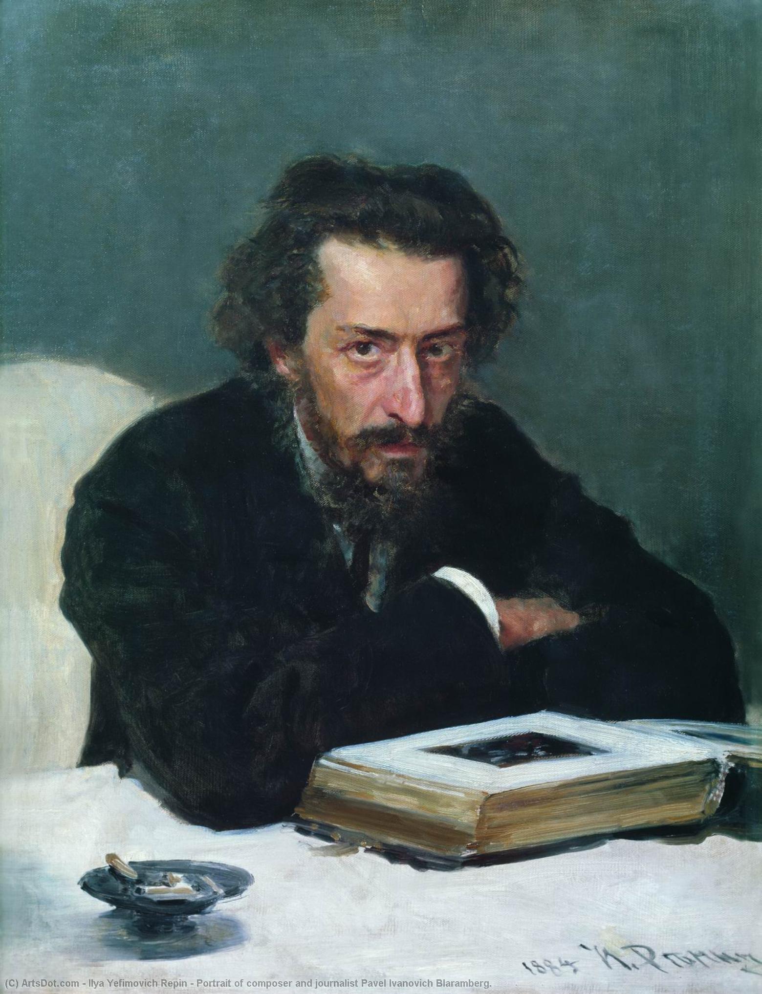 WikiOO.org - Enciklopedija dailės - Tapyba, meno kuriniai Ilya Yefimovich Repin - Portrait of composer and journalist Pavel Ivanovich Blaramberg.