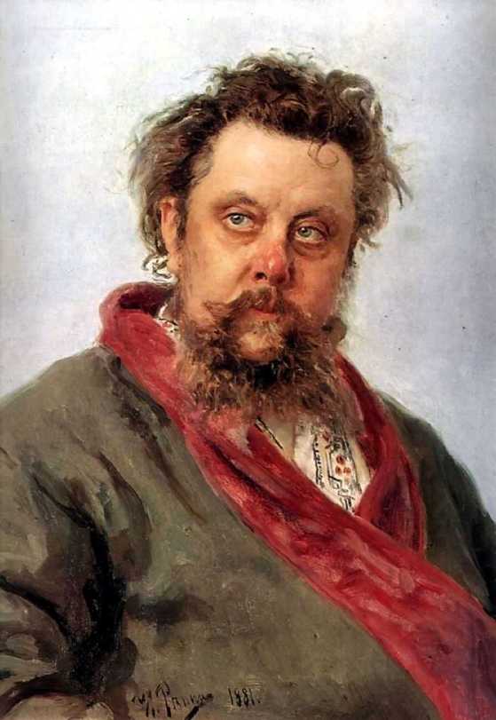 WikiOO.org - Enciklopedija dailės - Tapyba, meno kuriniai Ilya Yefimovich Repin - Portrait of the Composer Modest Musorgsky.