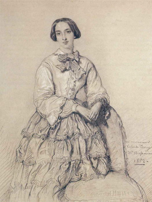 WikiOO.org - אנציקלופדיה לאמנויות יפות - ציור, יצירות אמנות Théodore Chassériau - Portrait of Comtesse du Magnoncourt, née Mary de Tracy