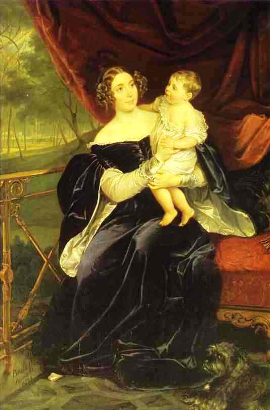 WikiOO.org - Enciklopedija dailės - Tapyba, meno kuriniai Karl Pavlovich Brulloff - Portrait of Countess O.I.Orlova-Davydova and Her Daughter