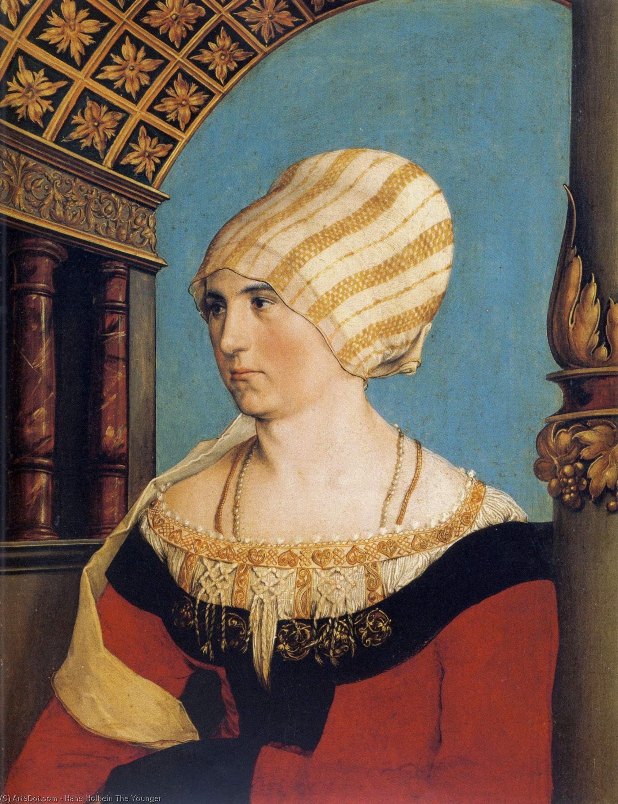 WikiOO.org - 百科事典 - 絵画、アートワーク Hans Holbein The Younger - の肖像画 Doprothea マイヤー , ニー Kannengiesser