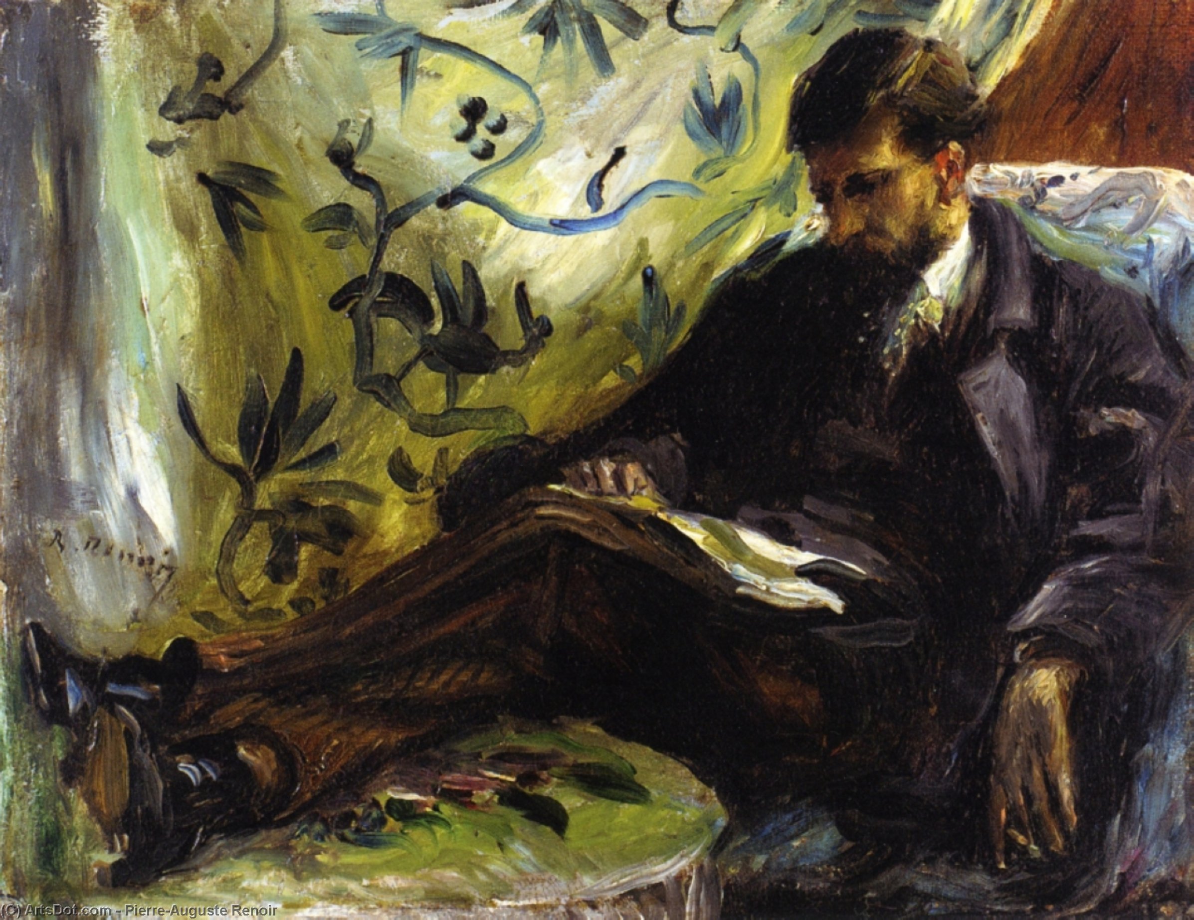 WikiOO.org - Encyclopedia of Fine Arts - Maľba, Artwork Pierre-Auguste Renoir - Portrait of Edmond Maitre (also known as The Reader)