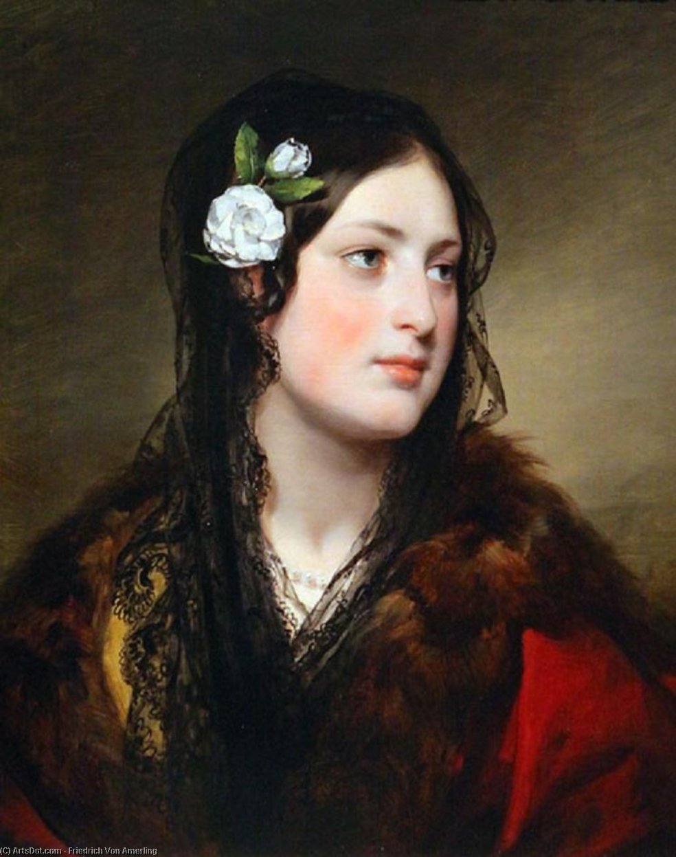 Wikioo.org - The Encyclopedia of Fine Arts - Painting, Artwork by Friedrich Ritter Von Amerling - Portrait of Elise Kreuzberger
