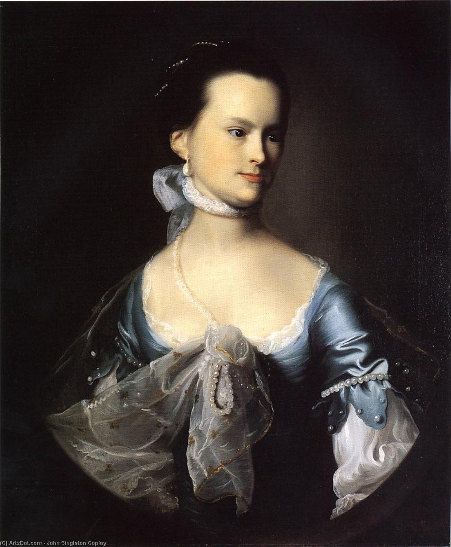 Wikioo.org - The Encyclopedia of Fine Arts - Painting, Artwork by John Singleton Copley - Portrait of Elizabeth Deering Wentworth Gould Rogers (also known as Mrs. Nathaniel Rogers)