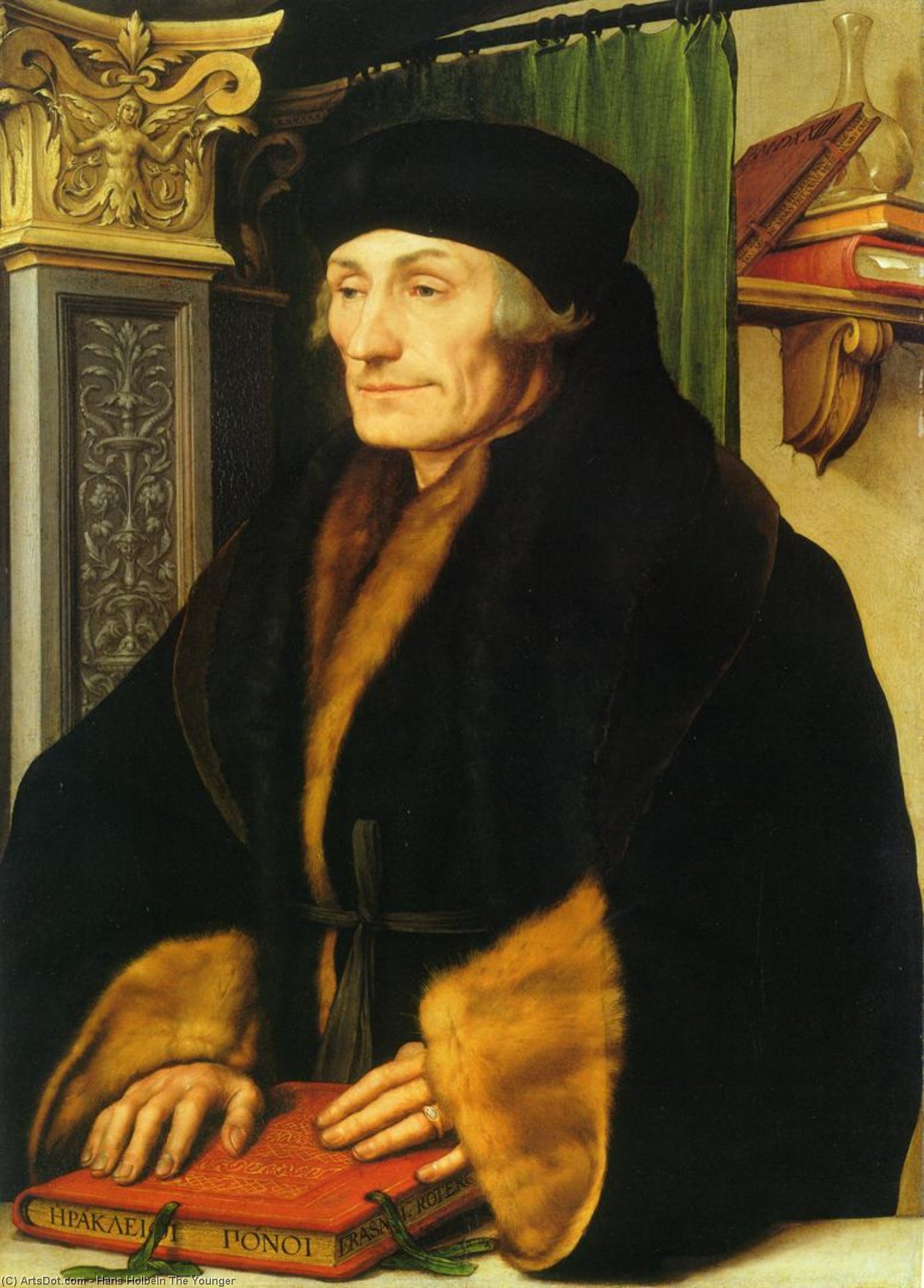 Wikioo.org – La Enciclopedia de las Bellas Artes - Pintura, Obras de arte de Hans Holbein The Younger - Retrato de Erasmus todaclasede  de Rotterdam