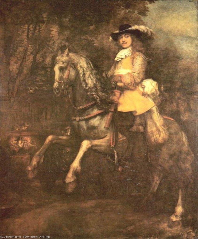 WikiOO.org - 백과 사전 - 회화, 삽화 Rembrandt Van Rijn - Portrait of Frederick Rihel on Horseback