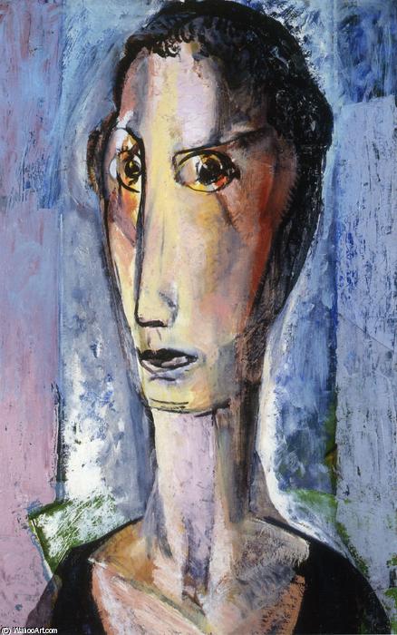 Wikioo.org – La Enciclopedia de las Bellas Artes - Pintura, Obras de arte de Alfred Henry Maurer - Retrato de una niña enestado  pintura  de fondo