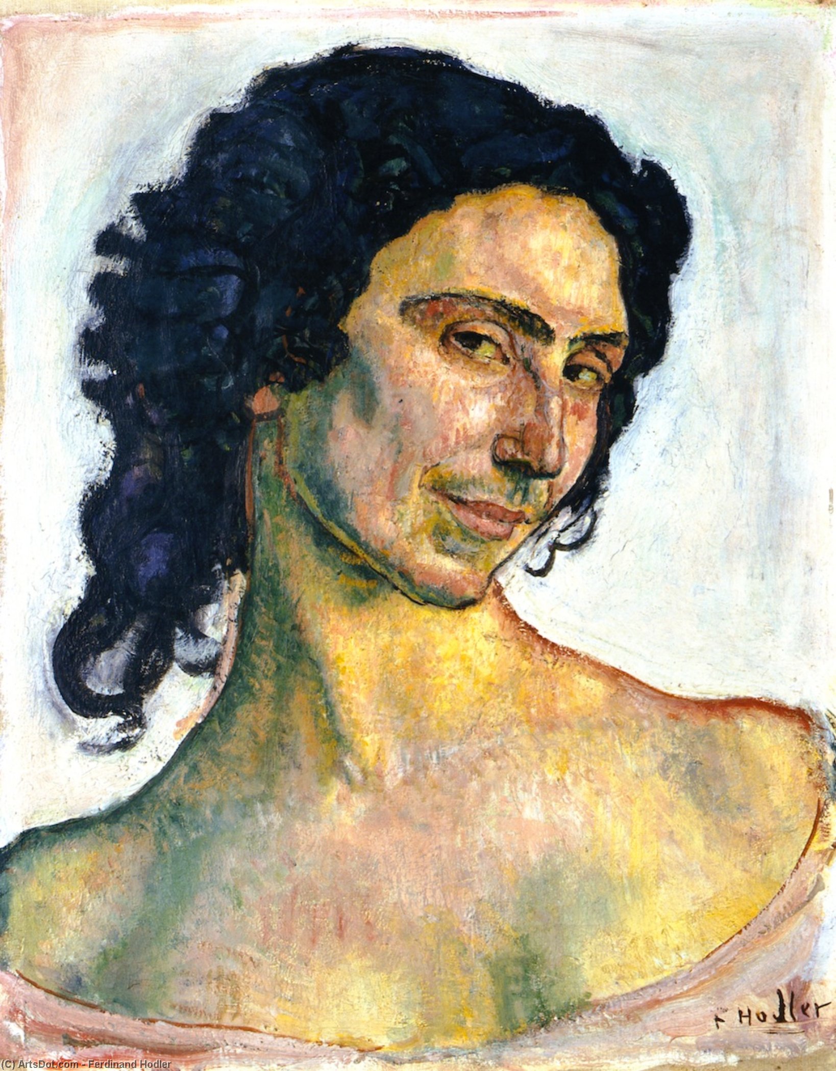 Wikioo.org - The Encyclopedia of Fine Arts - Painting, Artwork by Ferdinand Hodler - Portrait of an Italian Woman, Giulia Leonardi