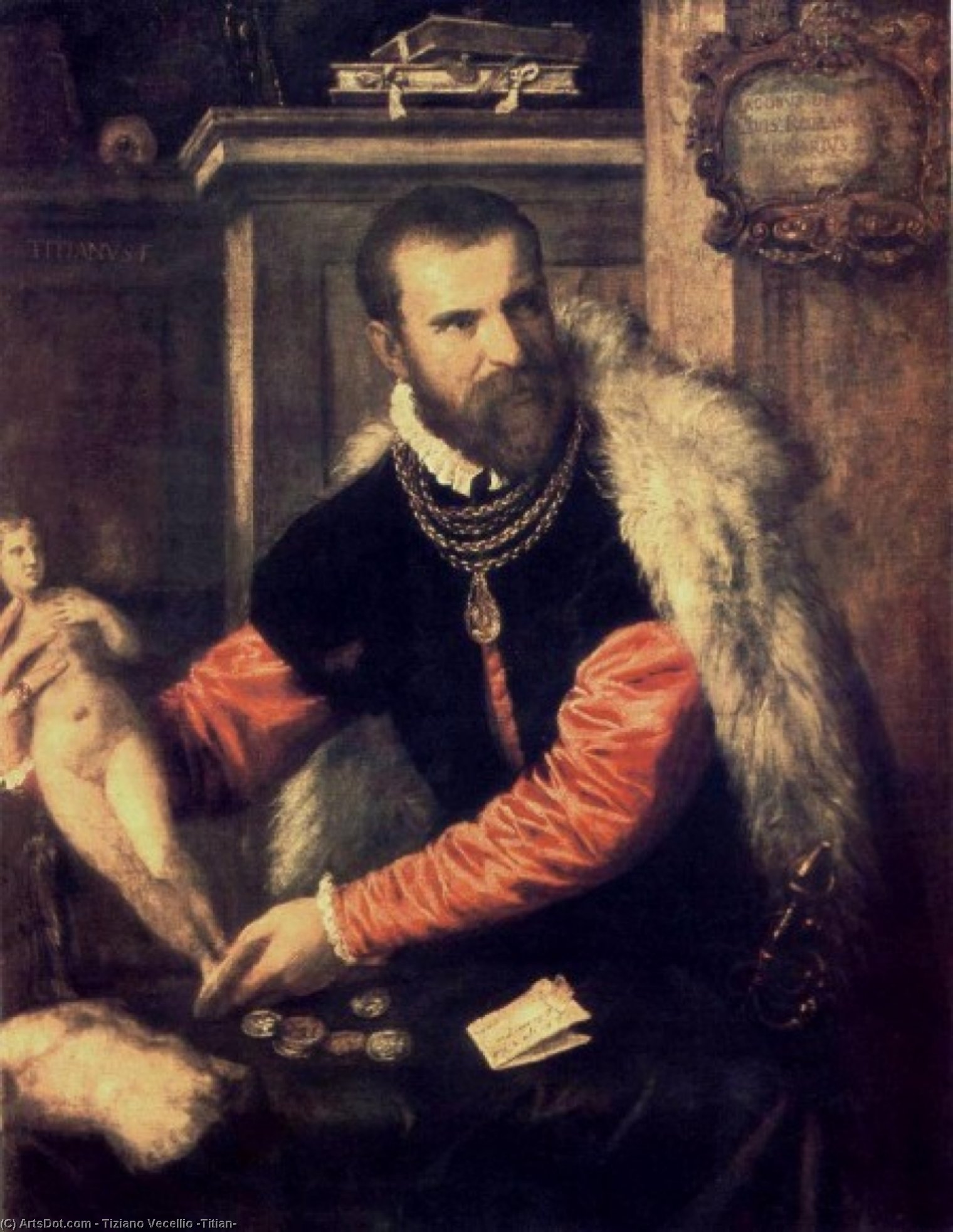 Wikioo.org - สารานุกรมวิจิตรศิลป์ - จิตรกรรม Tiziano Vecellio (Titian) - Portrait of Jacopo Strada