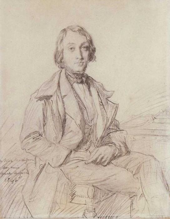 WikiOO.org - Encyclopedia of Fine Arts - Maľba, Artwork Théodore Chassériau - Portrait of Jean-Gaspard-Félix Larcher Ravaisson-Mollien