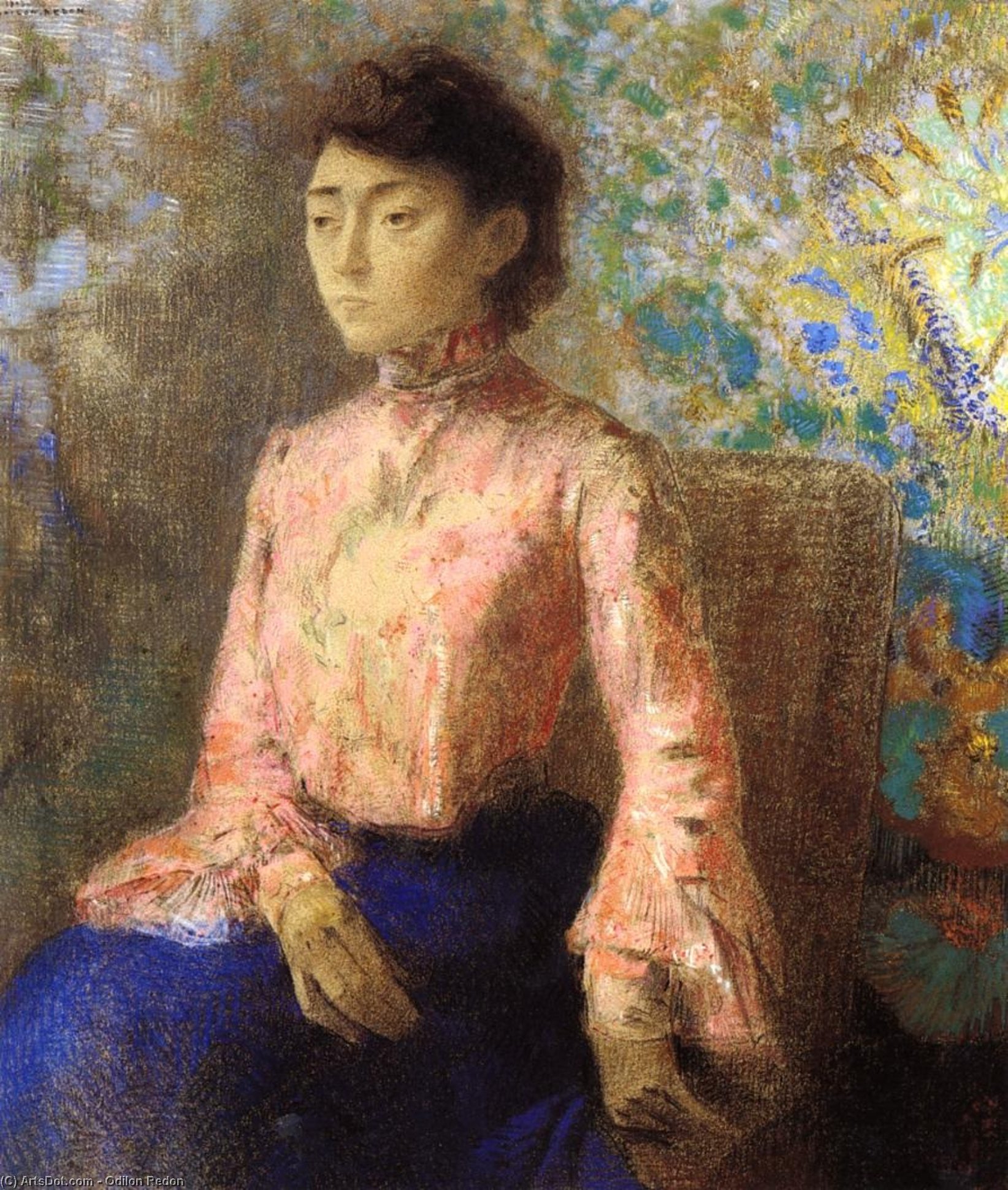 WikiOO.org - Encyclopedia of Fine Arts - Lukisan, Artwork Odilon Redon - Portrait of Jeanne Chaine