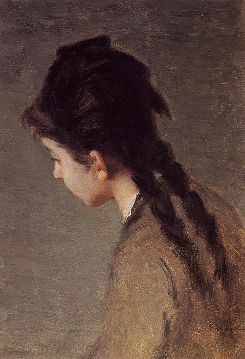 Wikioo.org - The Encyclopedia of Fine Arts - Painting, Artwork by Eva Gonzales - Portrait of Jeanne Gonzales in Profile