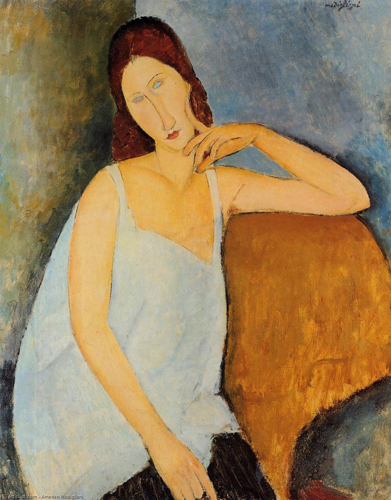 Wikioo.org - The Encyclopedia of Fine Arts - Painting, Artwork by Amedeo Modigliani - Portrait of Jeanne Hebuterne