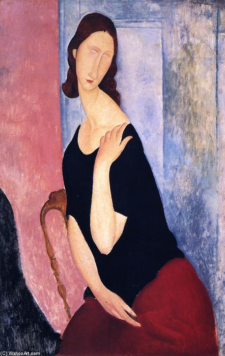 Wikioo.org - The Encyclopedia of Fine Arts - Painting, Artwork by Amedeo Modigliani - Portrait of Jeanne Hebuterne (informal)