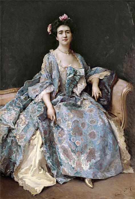 Wikioo.org – La Enciclopedia de las Bellas Artes - Pintura, Obras de arte de Raimundo De Madrazo Y Garreta - Retrato de una dama