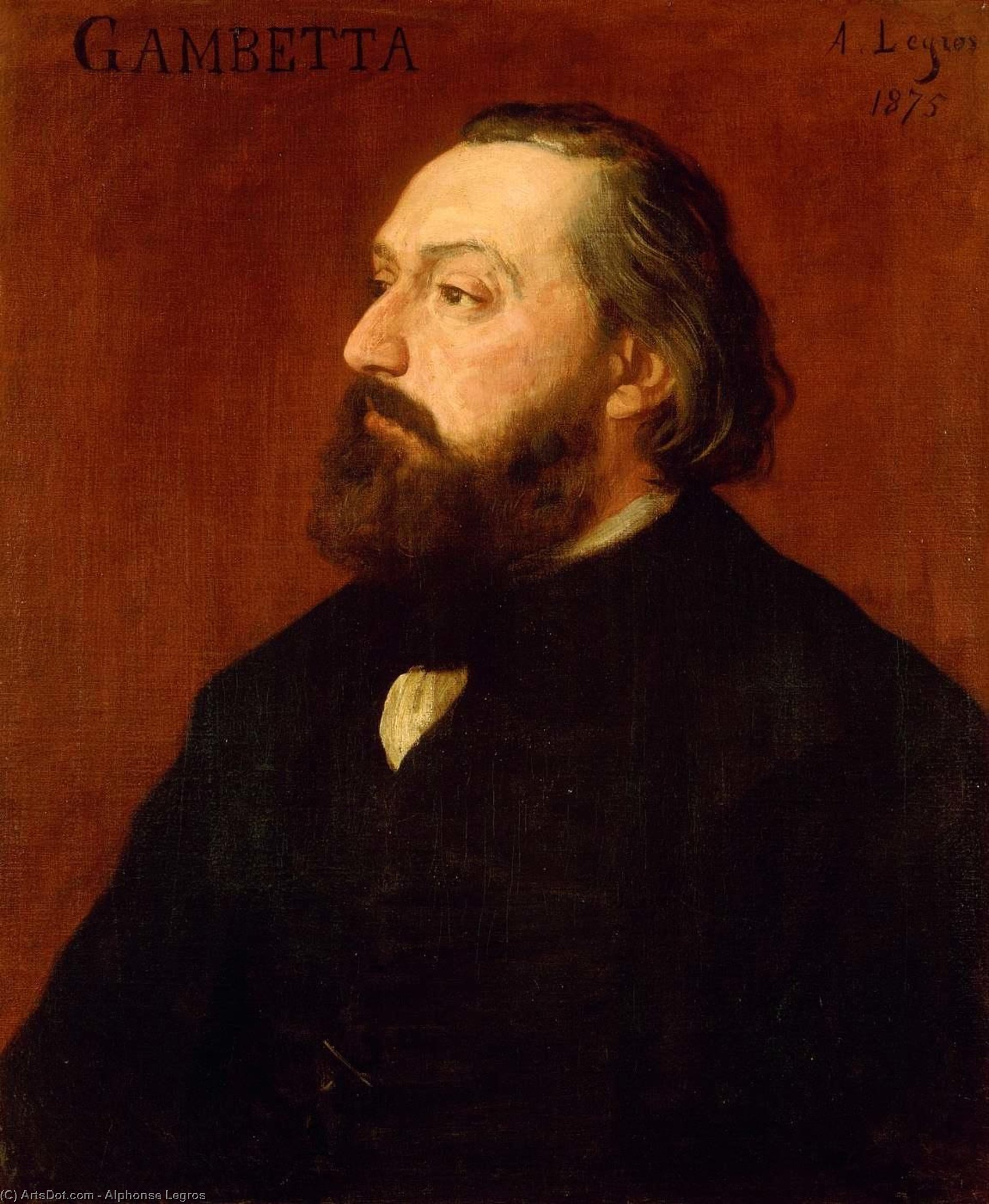 Wikioo.org - The Encyclopedia of Fine Arts - Painting, Artwork by Alphonse Legros - Portrait of Léon Gambetta