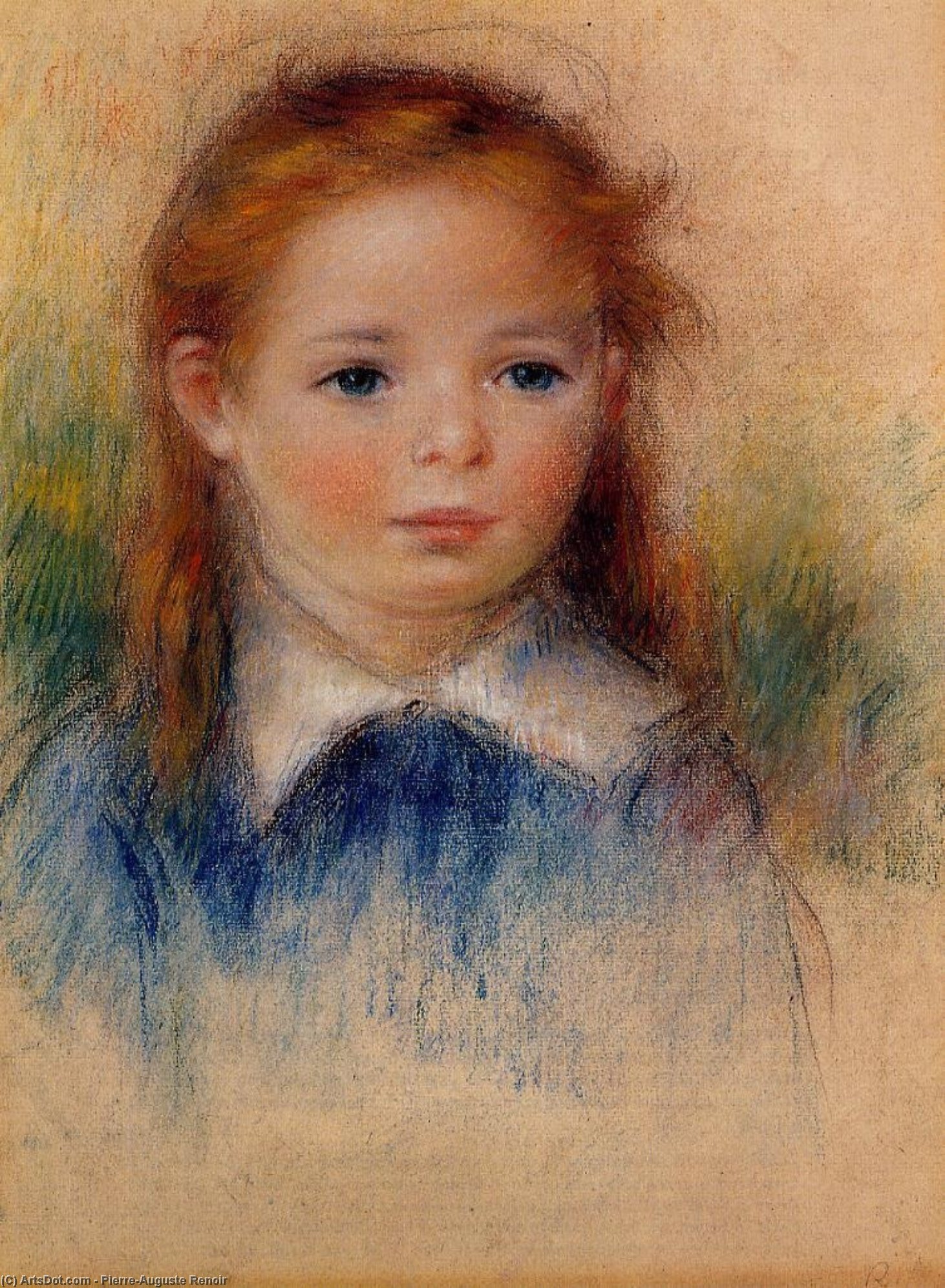Wikioo.org - The Encyclopedia of Fine Arts - Painting, Artwork by Pierre-Auguste Renoir - Portrait of a Little Girl