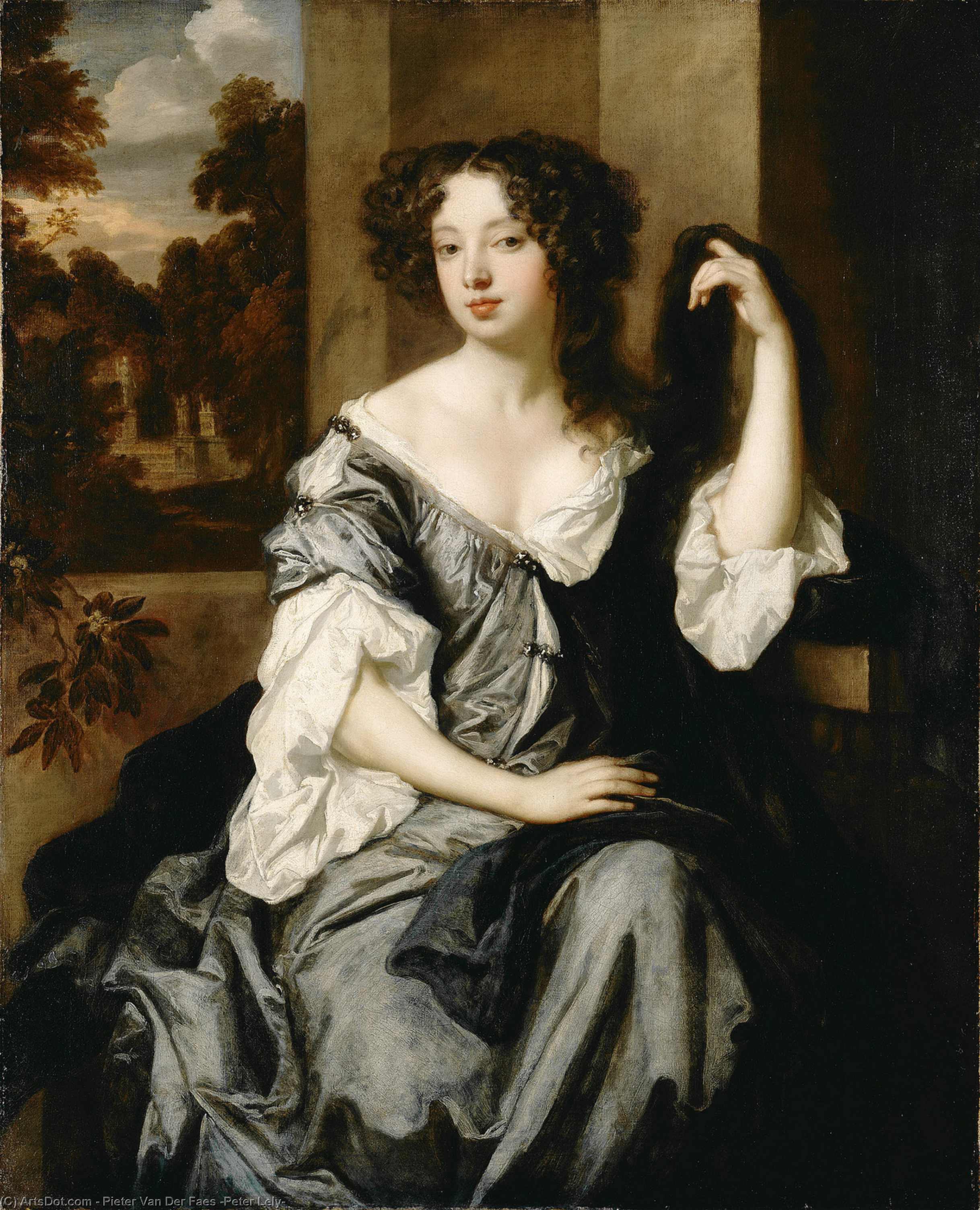 Wikoo.org - موسوعة الفنون الجميلة - اللوحة، العمل الفني Pieter Van Der Faes (Peter Lely) - Portrait of Louise de Keroualle, Duchess of Portsmouth