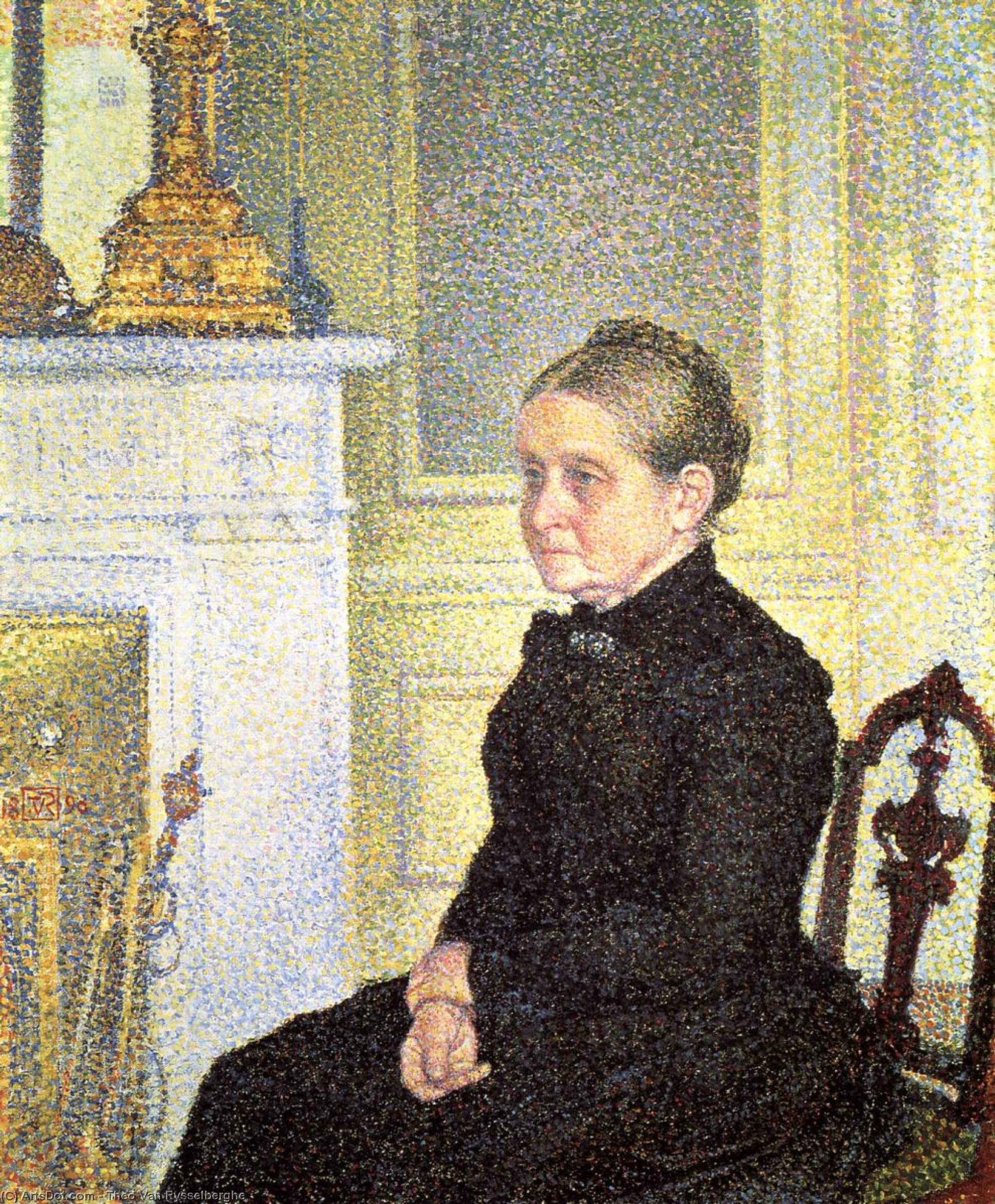 WikiOO.org - Encyclopedia of Fine Arts - Lukisan, Artwork Theo Van Rysselberghe - Portrait of Madame Charles Maus