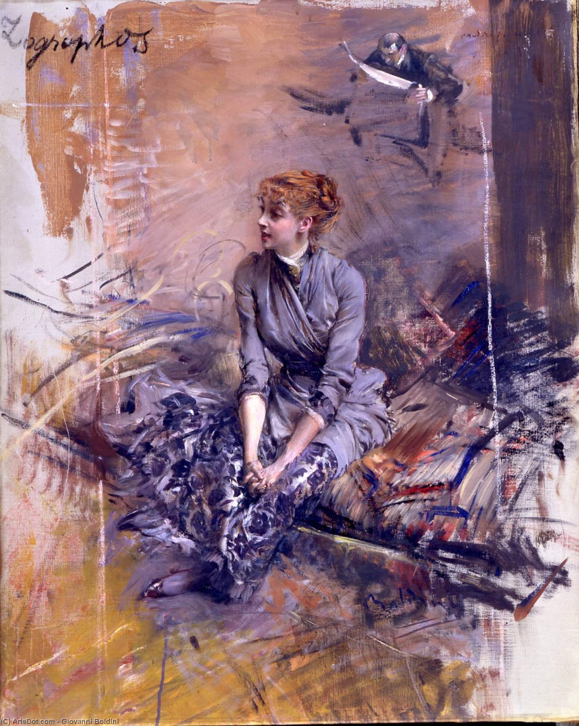 Wikioo.org - The Encyclopedia of Fine Arts - Painting, Artwork by Giovanni Boldini - Portrait Of Madame Gabrielle Rejane