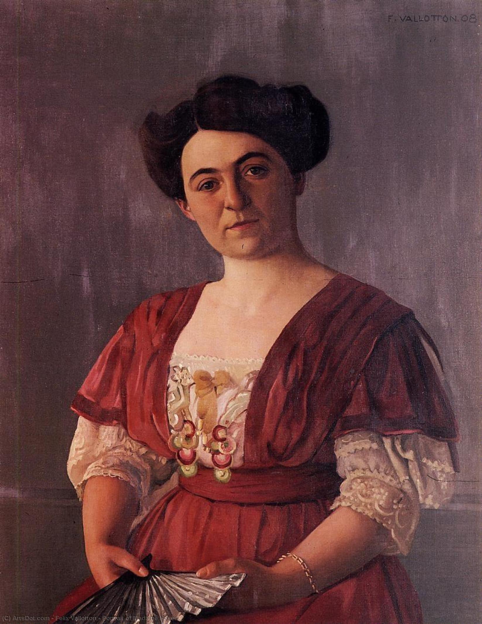 Wikioo.org - The Encyclopedia of Fine Arts - Painting, Artwork by Felix Vallotton - Portrait of Madame Hasen