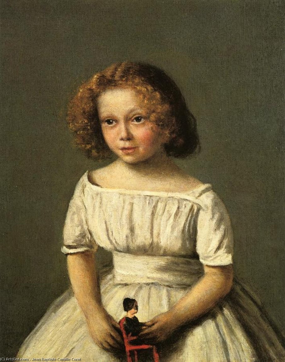 Wikioo.org - The Encyclopedia of Fine Arts - Painting, Artwork by Jean Baptiste Camille Corot - Portrait of Madame Langeron, Four Years Old