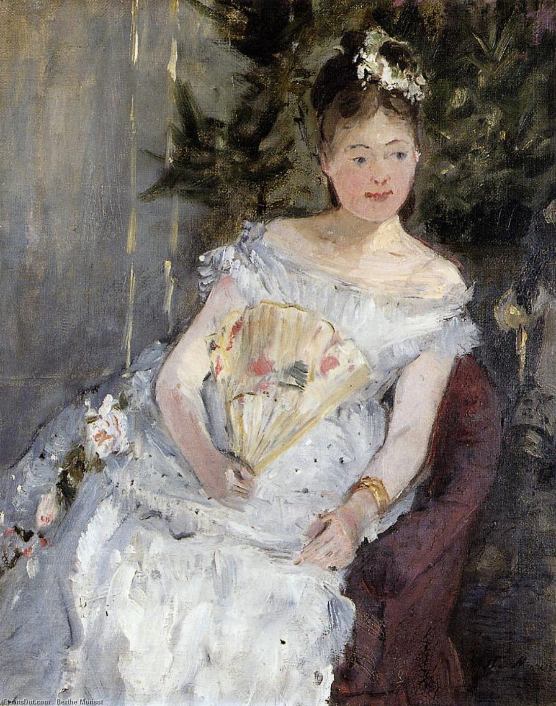 Wikioo.org - The Encyclopedia of Fine Arts - Painting, Artwork by Berthe Morisot - Portrait of Marguerite Carre (also known as Young Girl in a Ball Gown)