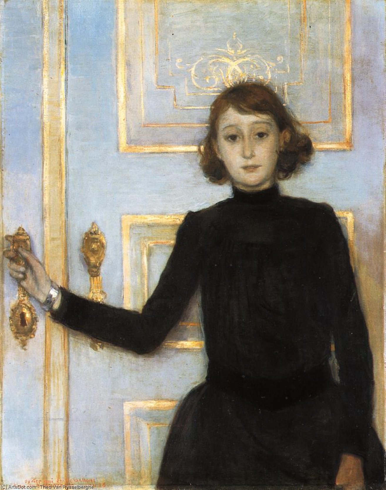Wikioo.org - The Encyclopedia of Fine Arts - Painting, Artwork by Theo Van Rysselberghe - Portrait of Marguerite van Mons