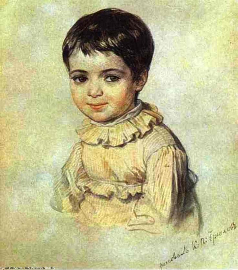 Wikioo.org - The Encyclopedia of Fine Arts - Painting, Artwork by Karl Pavlovich Brulloff - Portrait of Maria Kikina as a Child