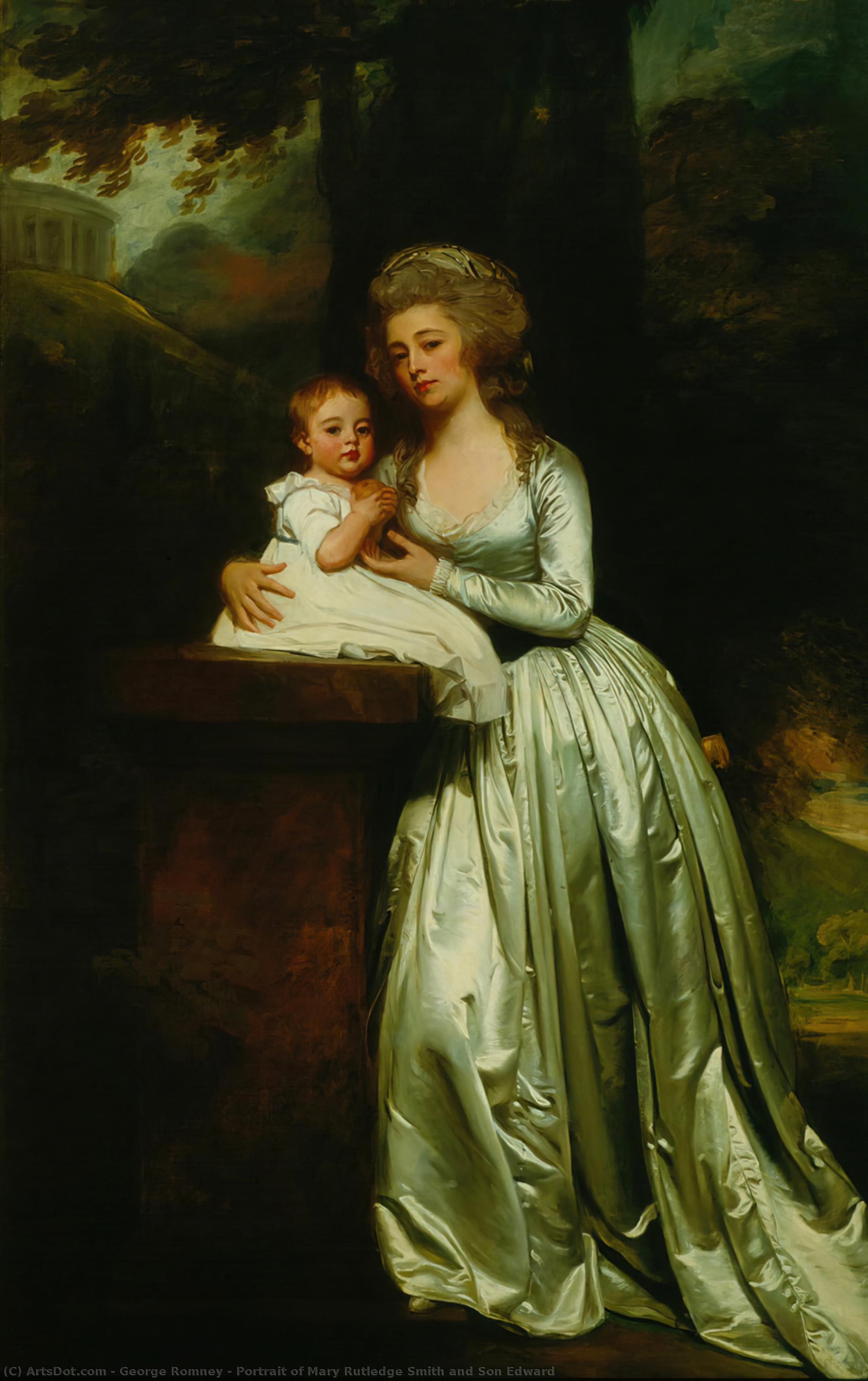 Wikioo.org - The Encyclopedia of Fine Arts - Painting, Artwork by George Romney - Portrait of Mary Rutledge Smith and Son Edward