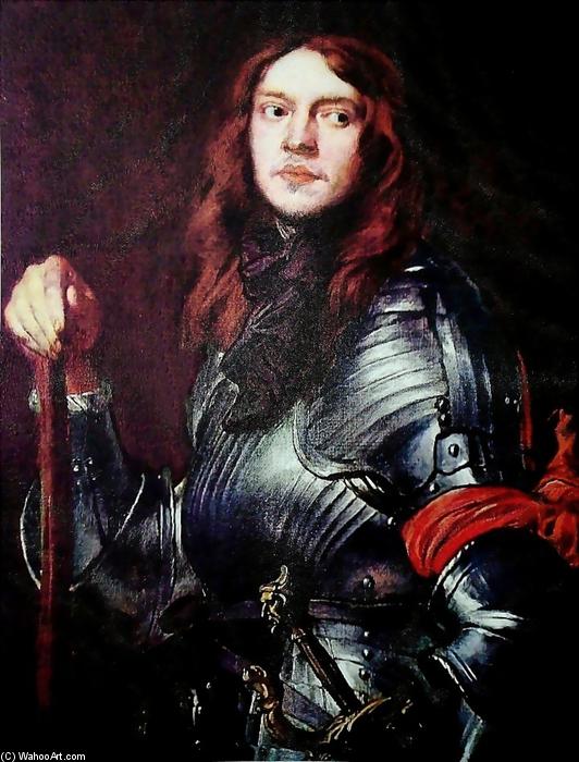 Wikioo.org - The Encyclopedia of Fine Arts - Painting, Artwork by Anthony Van Dyck - Portrait of a Man in Armour with Red Scarf