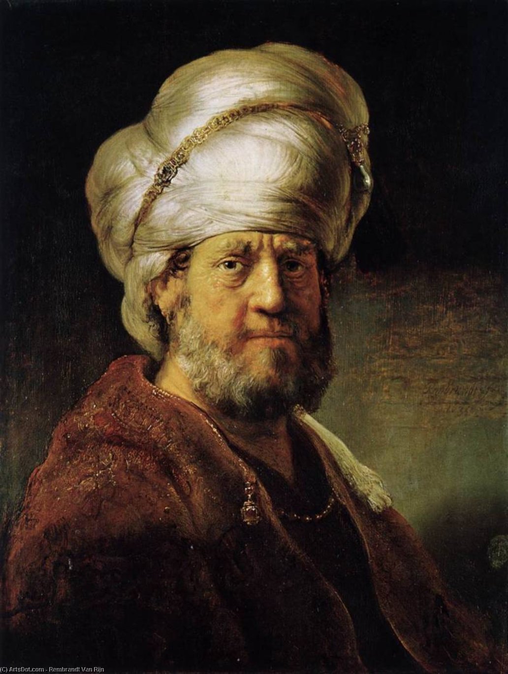 Wikioo.org – L'Enciclopedia delle Belle Arti - Pittura, Opere di Rembrandt Van Rijn - Ritratto di un uomo in Garment orientale