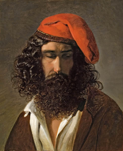 Wikioo.org – L'Enciclopedia delle Belle Arti - Pittura, Opere di Friedrich Ritter Von Amerling - ritratto di una l'uomo in a tappo rosso