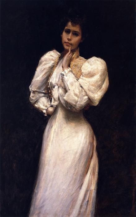 Wikioo.org - The Encyclopedia of Fine Arts - Painting, Artwork by William Merritt Chase - Portrait of Miss L. (also known as Portrait of Miss Lawrence)