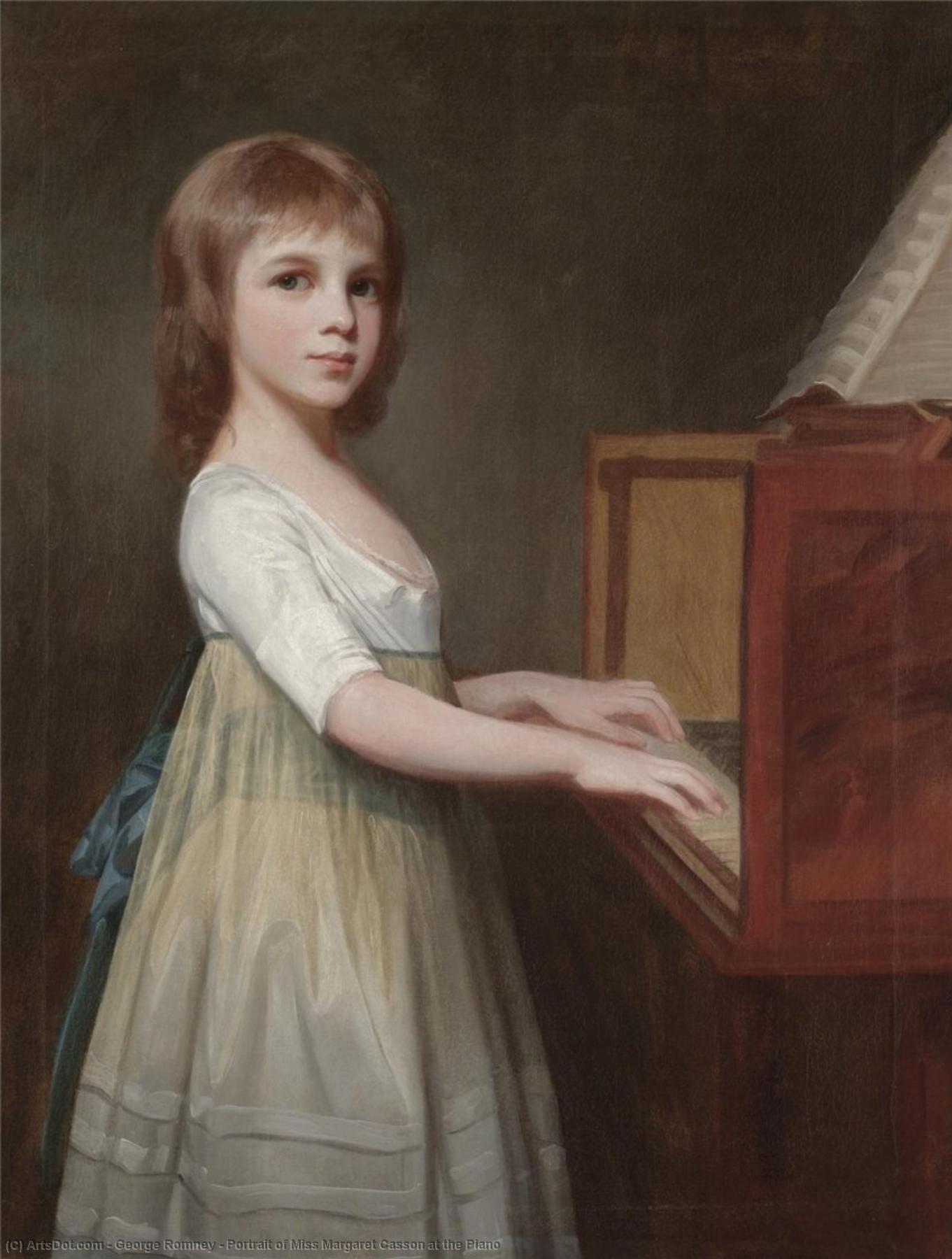 Wikioo.org – L'Encyclopédie des Beaux Arts - Peinture, Oeuvre de George Romney - Portrait de mlle margaret casson au piano