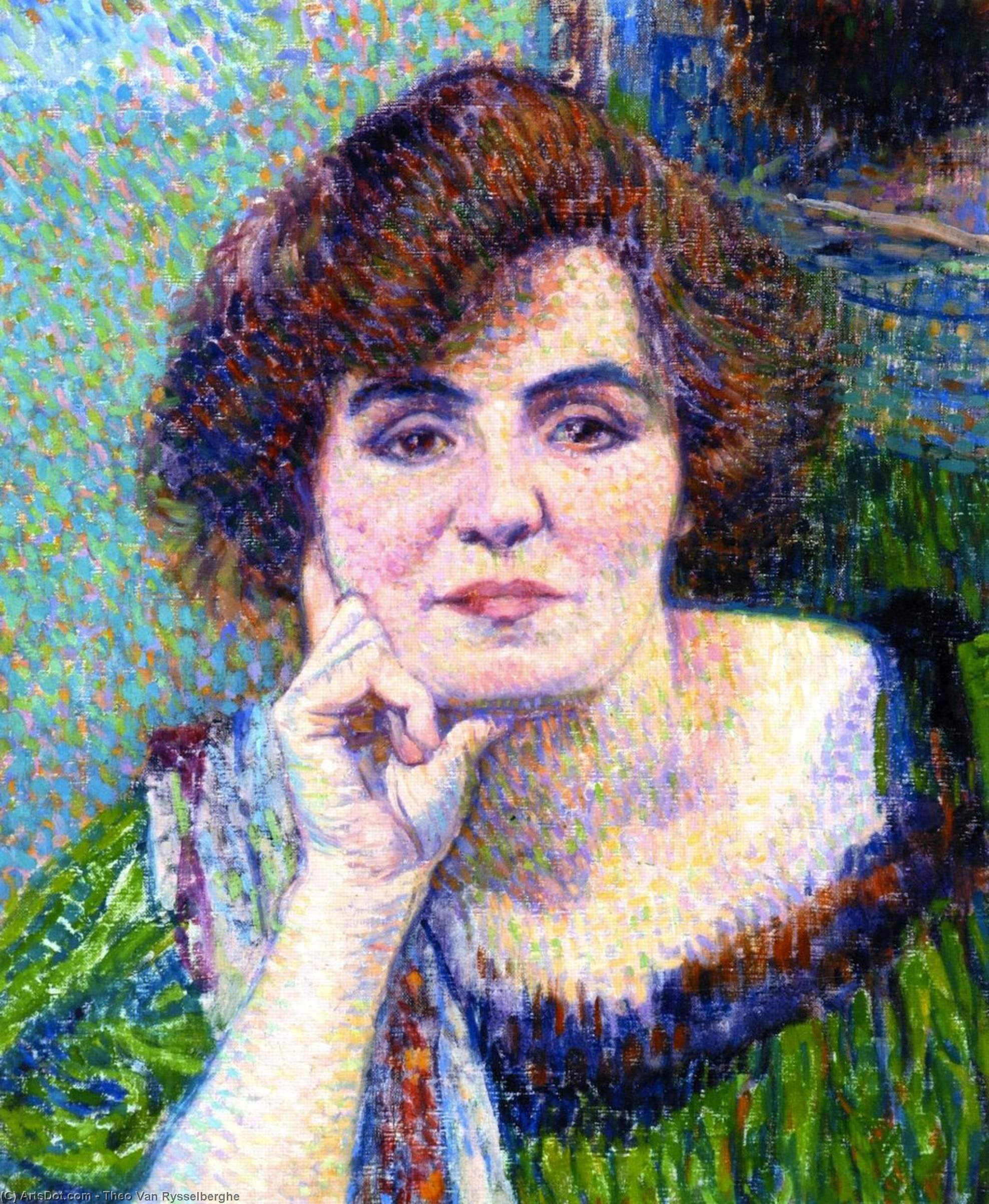 WikiOO.org - Encyclopedia of Fine Arts - Maleri, Artwork Theo Van Rysselberghe - Portrait of Mme Demolderlder