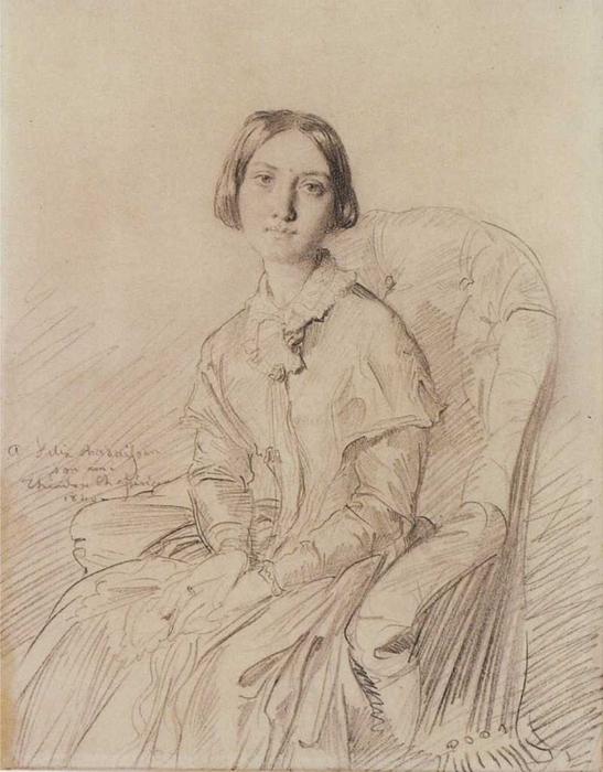 Wikioo.org – L'Encyclopédie des Beaux Arts - Peinture, Oeuvre de Théodore Chassériau - Portrait de Mme Félix Ravaisson-Mollien