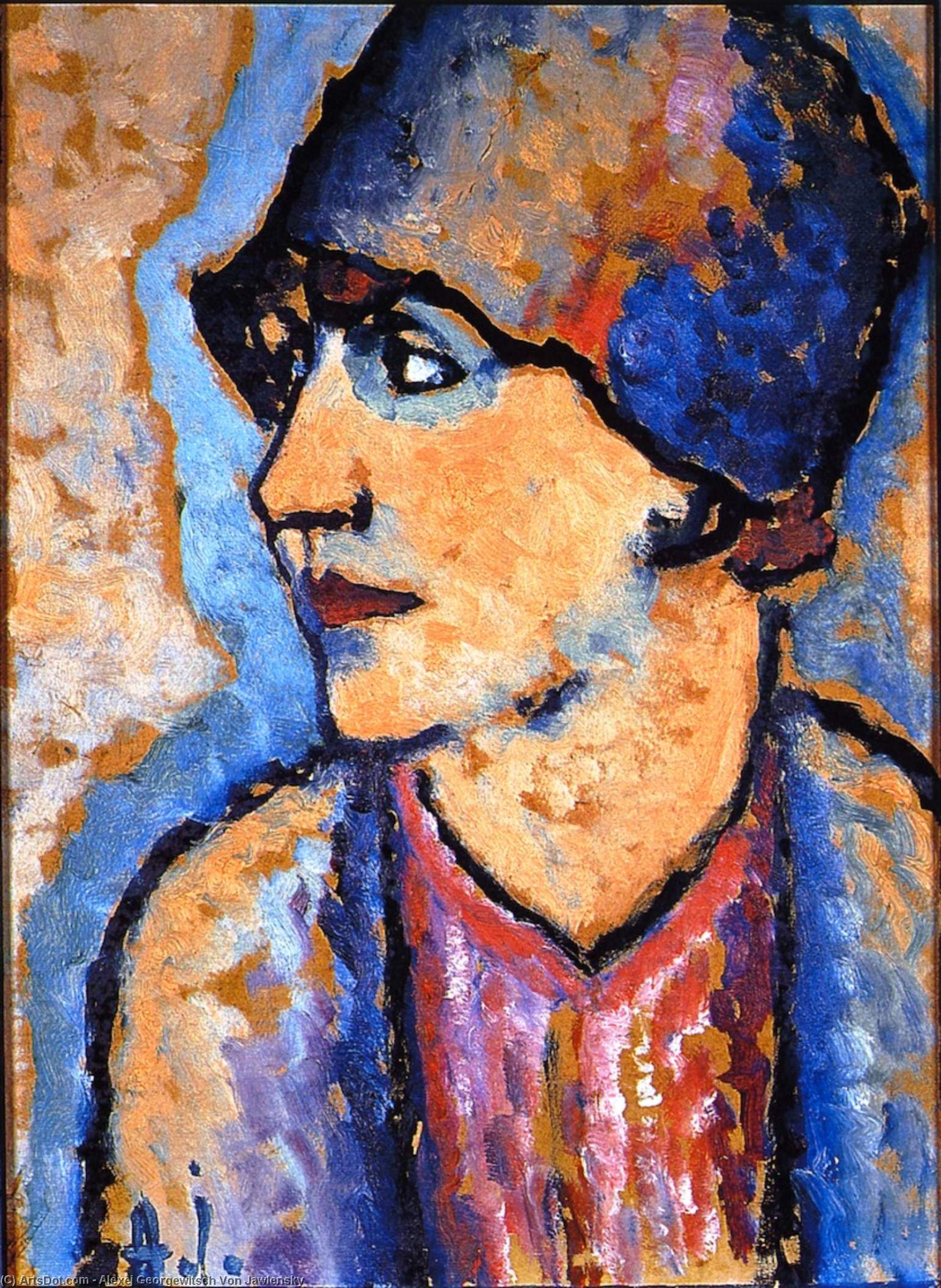 WikiOO.org - Encyclopedia of Fine Arts - Schilderen, Artwork Alexej Georgewitsch Von Jawlensky - Portrait of Mrs. Kirchhoff