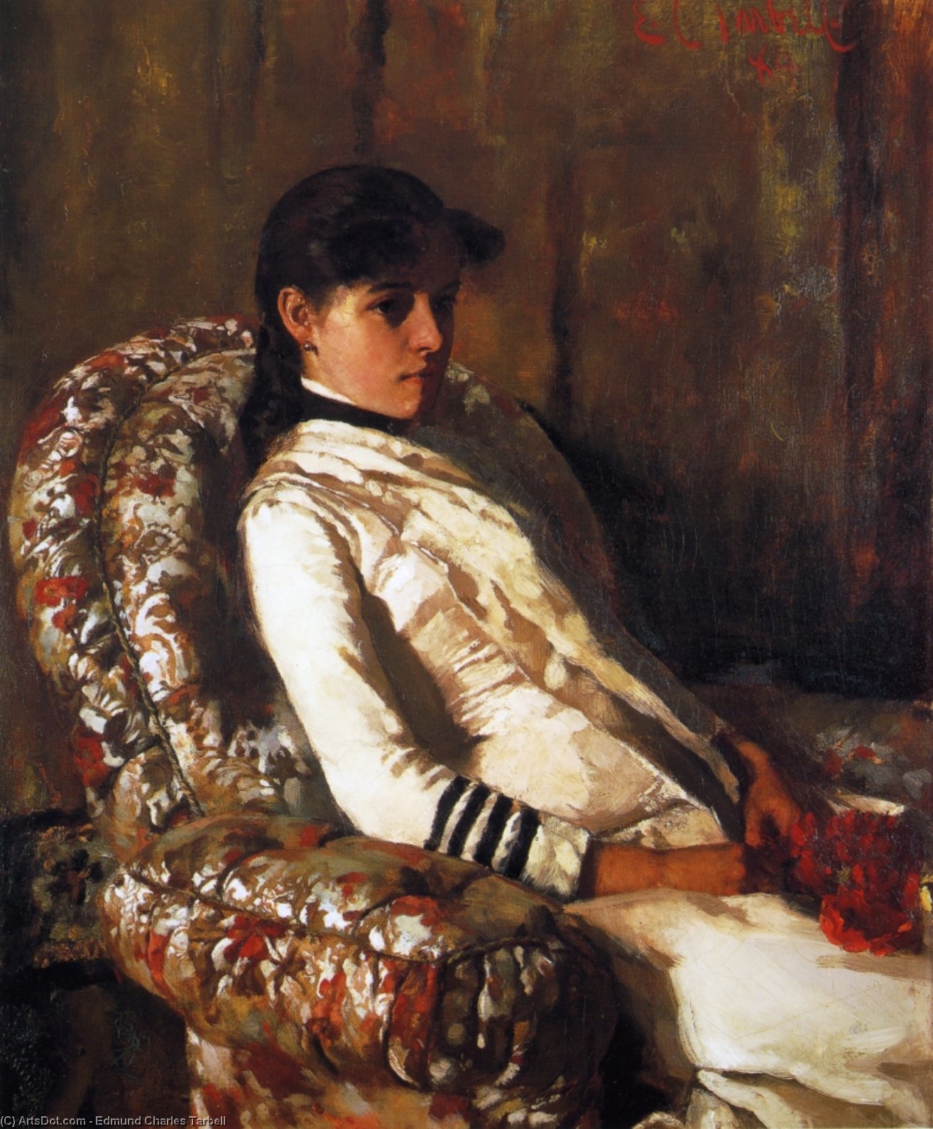 Wikioo.org - The Encyclopedia of Fine Arts - Painting, Artwork by Edmund Charles Tarbell - Portrait of Mrs. Tarbell (as a Girl)