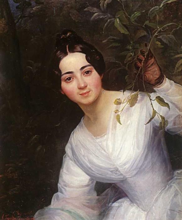 Wikioo.org - The Encyclopedia of Fine Arts - Painting, Artwork by Karl Pavlovich Brulloff - Portrait of M. S. Voeykova