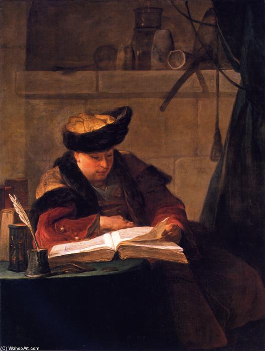Wikioo.org - The Encyclopedia of Fine Arts - Painting, Artwork by Jean-Baptiste Simeon Chardin - Portrait of the Painter Joseph Aved (also known as The Philosopher)