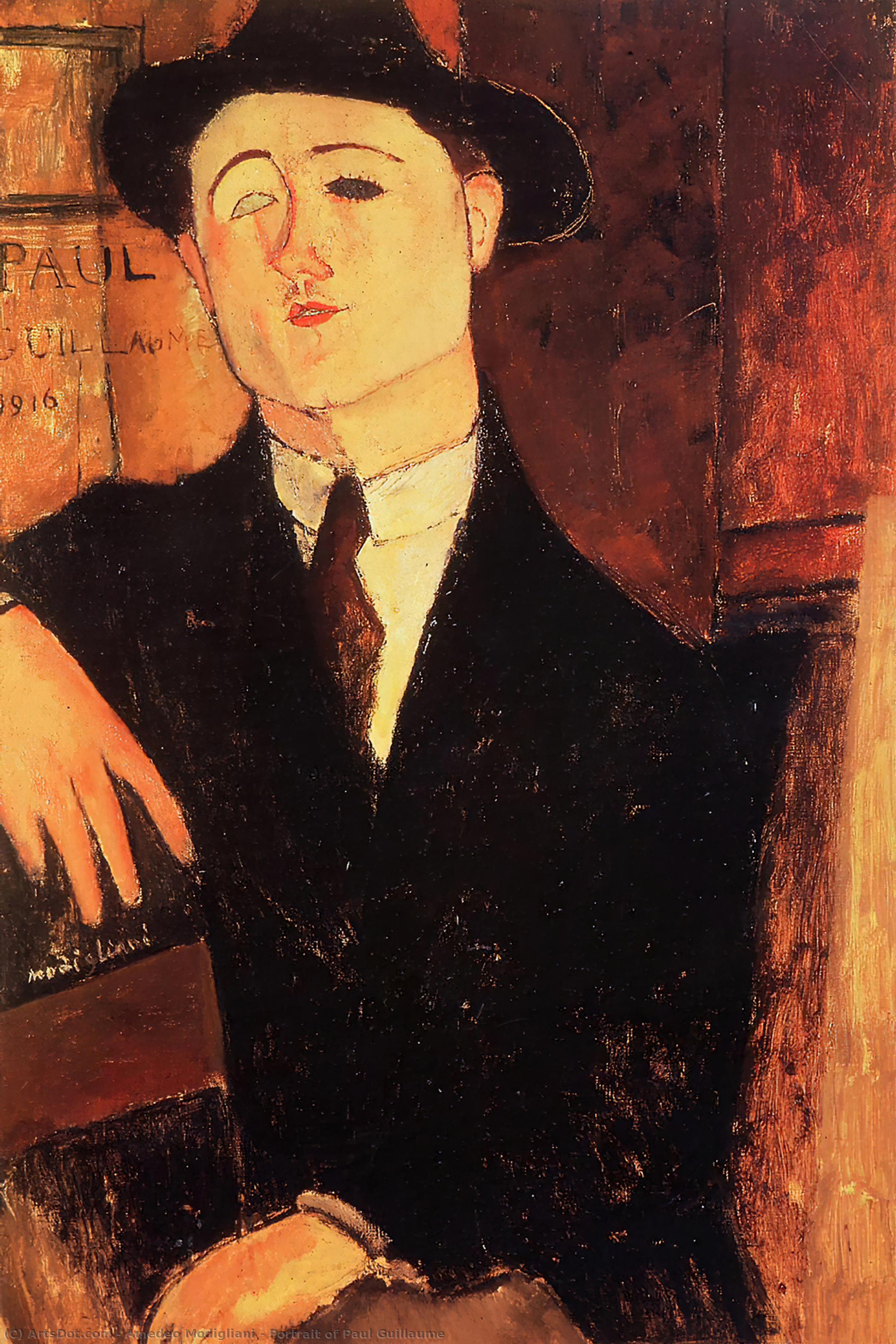 Wikoo.org - موسوعة الفنون الجميلة - اللوحة، العمل الفني Amedeo Modigliani - Portrait of Paul Guillaume