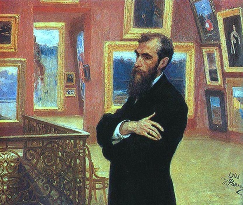 WikiOO.org - Enciclopédia das Belas Artes - Pintura, Arte por Ilya Yefimovich Repin - Portrait of Pavel Tretyakov, Founder of the Tretyakov Gallery.
