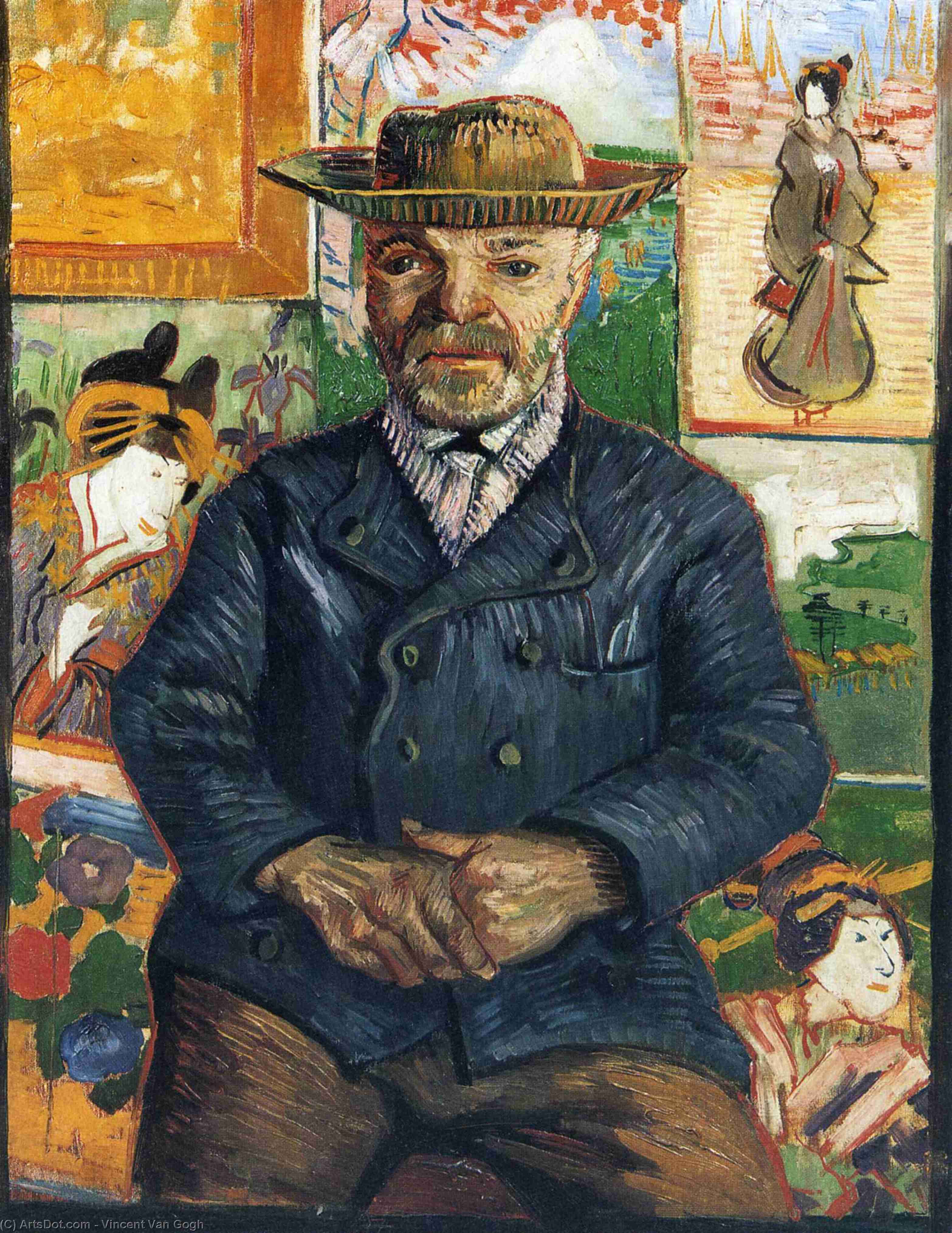 Wikoo.org - موسوعة الفنون الجميلة - اللوحة، العمل الفني Vincent Van Gogh - Portrait of Pere Tanguy