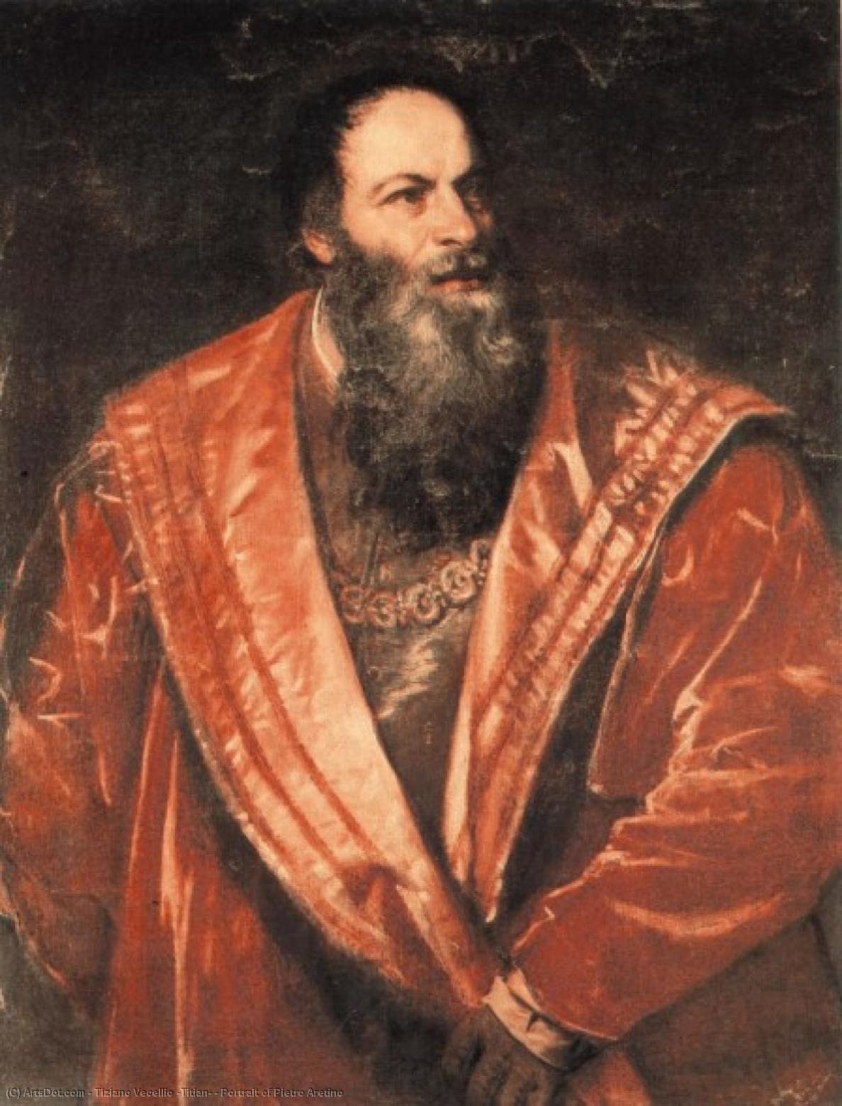 WikiOO.org - 백과 사전 - 회화, 삽화 Tiziano Vecellio (Titian) - Portrait of Pietro Aretino