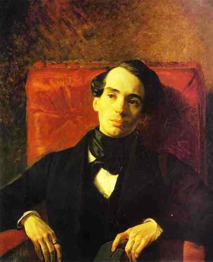 Wikioo.org - The Encyclopedia of Fine Arts - Painting, Artwork by Karl Pavlovich Brulloff - Portrait of the Poet and Translator A. N. Strugovshchikov