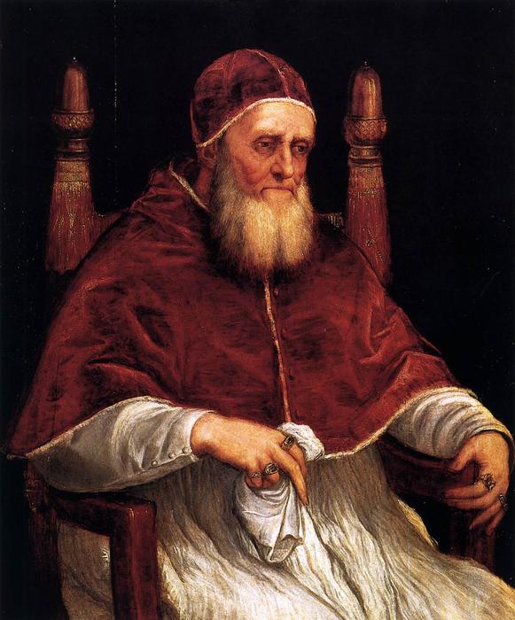 WikiOO.org - Enciclopédia das Belas Artes - Pintura, Arte por Tiziano Vecellio (Titian) - Portrait of Pope Julius II